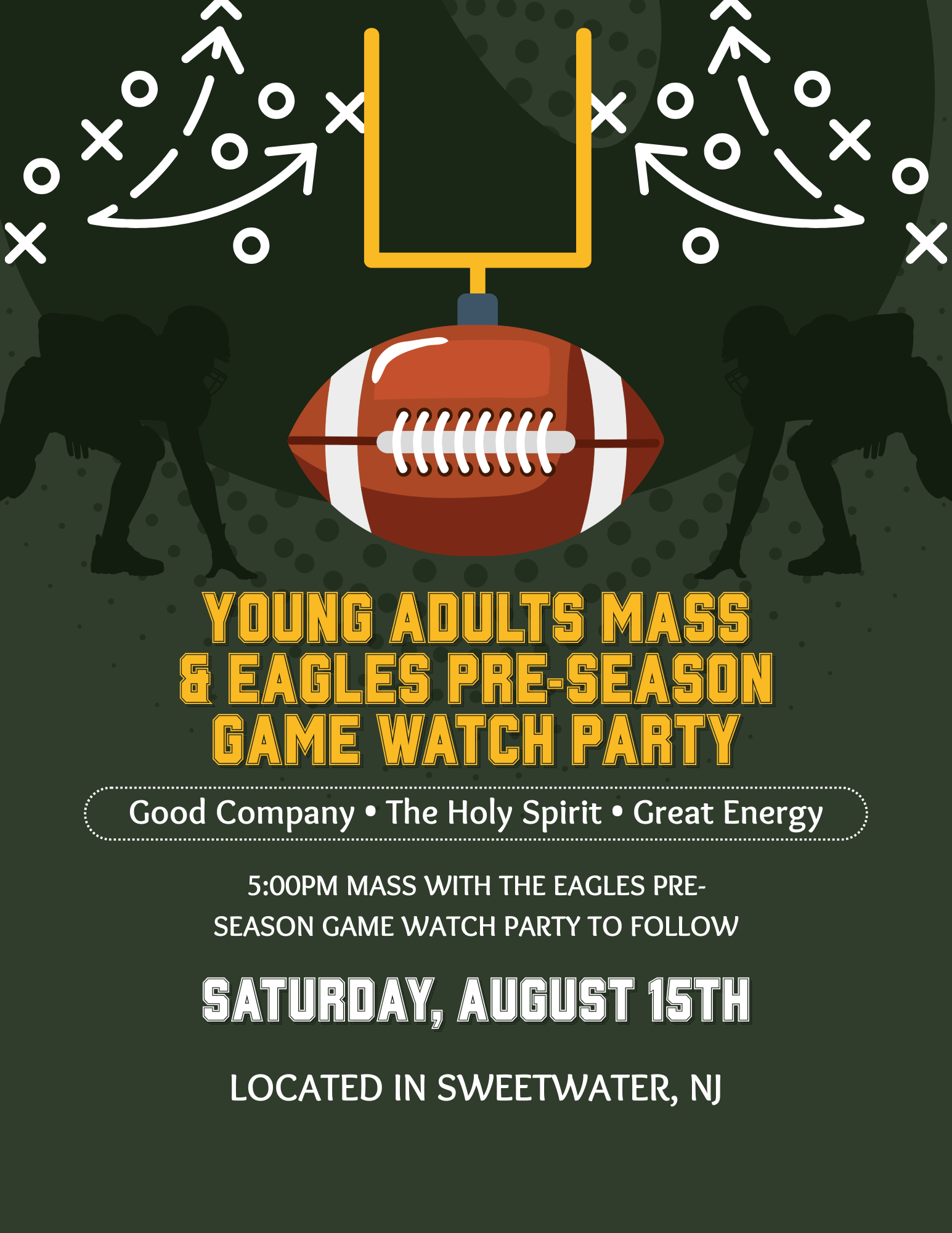 Green And Yellow Bold Football Event Watch Party Flyer
